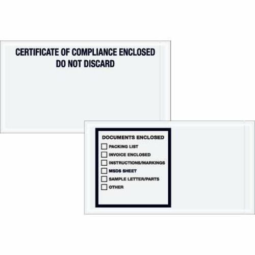 Tape Logic PL511 6 x 11 in. 2 Mil Poly Printed Clear Certificate of Co