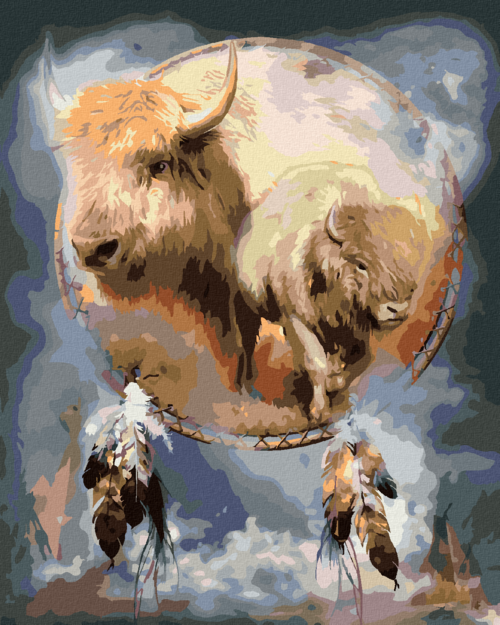 Zuty - Paint by Numbers - BUFFALO AND A DREAMCATCHER (CAROL