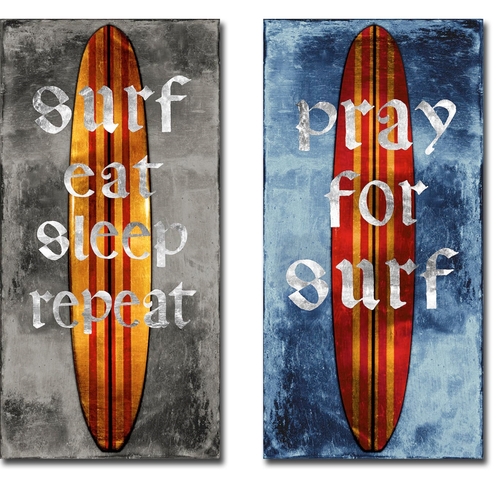 Artistic Home Gallery 1224677TG Surf Repeat & Pray for Surf, Surfb