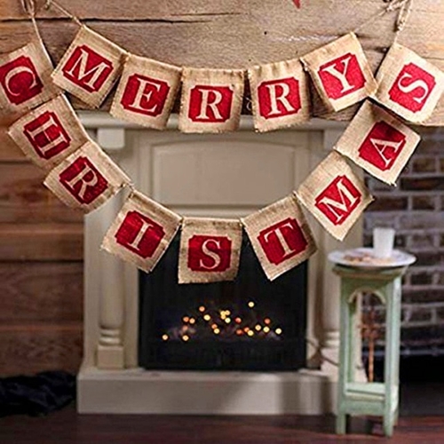 Christmas party decorations Hessian Burlap Merry