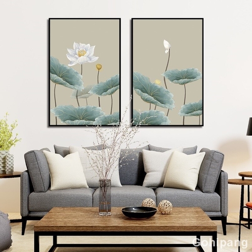 Simple Chinese Lotus Canvas Painting Wall