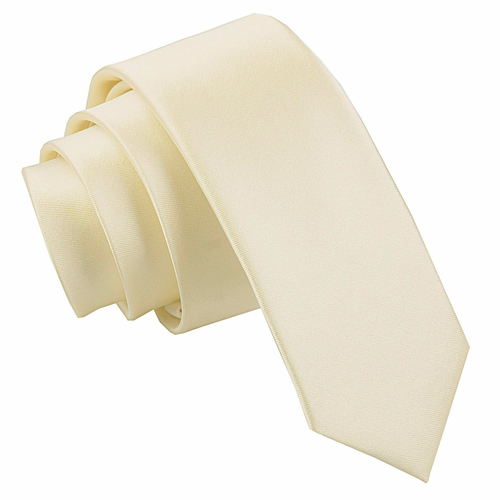 Plain Satin Skinny Tie - Champagne