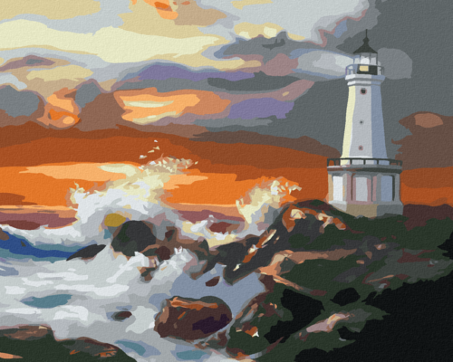 Zuty - Paint by Numbers - LIGHTHOUSE AT DUSK (D. RUSTY RUST), 40x50 cm