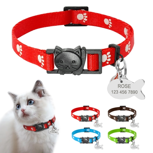 Main Quick Release Cat Collar and Tag Set Paw Print image