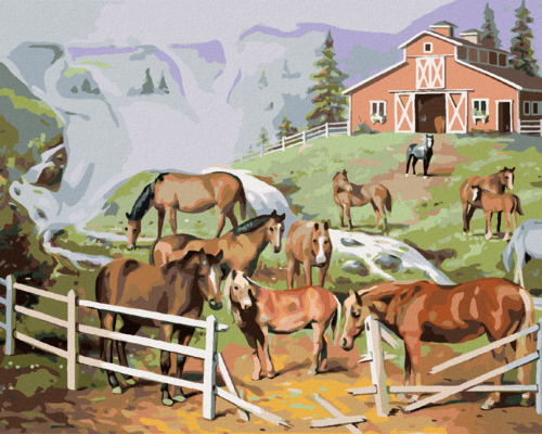 Zuty - Paint by Numbers - HORSES AT THE RUINED PEN (D. RUSTY RUST),