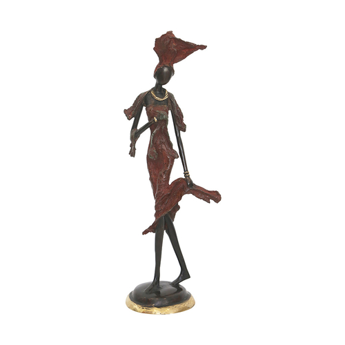 Unique Bronze Figurine of an Elegant African Woman