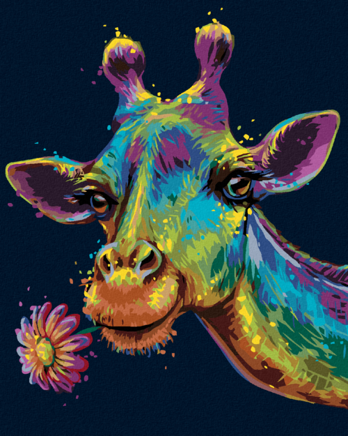 Paint by Numbers - COLOURFUL GIRAFFE WITH A FLOWER