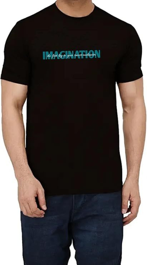 ROUND NECK HALF SLEEVES "IMAGINATION" PRINTED TSHIRT FOR MEN (Size-S)