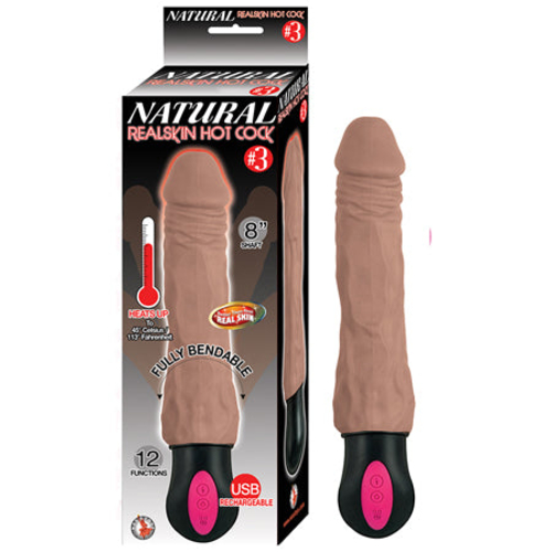 Natural Realskin Hot Cock #3 Fully Bendable 12 Function USB Cord