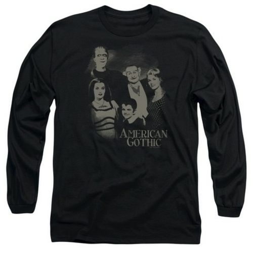 Trevco The Munsters-American Gothic Long Sleeve Adult 18-1 Tee, Bl