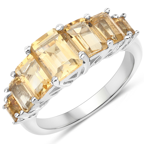 3.10 Carat Genuine Citrine .925 Sterling Silver Ring