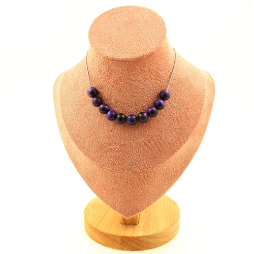 Purple Tiger's Eye 8 mm 10 beads necklace