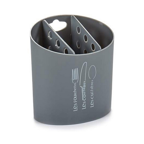 Cutlery Organiser Black Grey White Plastic 9,5 x 14 x 13,5 cm