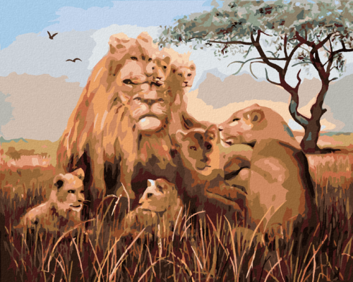 Zuty - Paint by Numbers - LION AND PACK (D. RUSTY RUST), 40x50 cm
