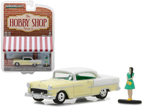 1955 Chevrolet Bel Air Yellow with Woman in Dress \The Hobby Shop\"