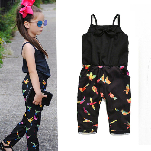 Fashion Kids Baby Girls Summer Birds Print Romper