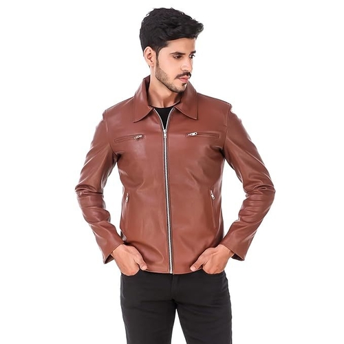 Solid Men's Faux Leather Motorcycle Fashion Biker Style  (Size-XL)