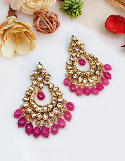 Jhumki Earring Amber Brass Hoop Earring (Color-MAROON)