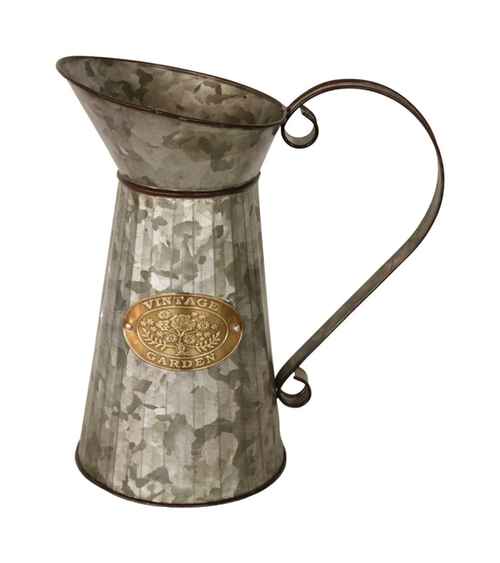 Robert Allen 7798242 12 in. Mocha Galvanized Steel Pitcher Planter - C