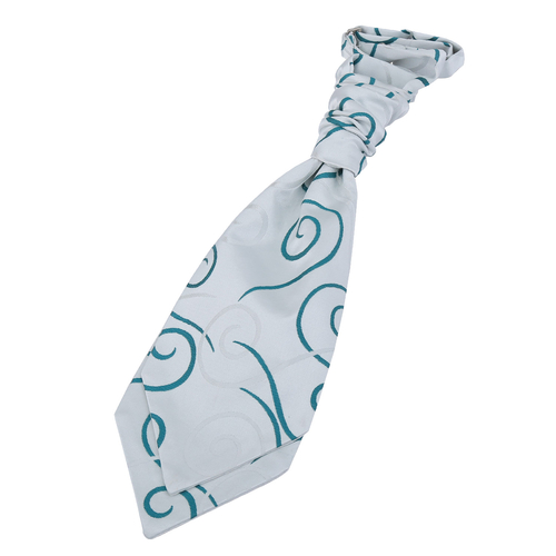 Scroll Pre-Tied Ruche Cravat - Boys - Silver & Teal