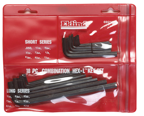 Eklind Tool 69218 Hex Key Combo Set Large - 18 Pieces- pack of 6