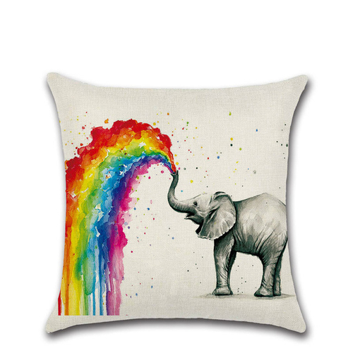 Rainbow Element Print Linen Cushion Cover