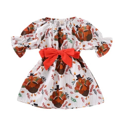 Thanksgiving Turkey Newborn Kids Baby Girl Bowknot