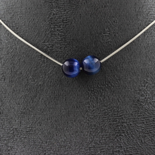 Blue Tiger's Eye 8 mm 2 beads necklace.