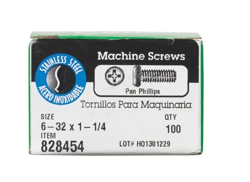 Hillman 828454 6-32 x 1.25 in. Phillips Pan Head Stainless Steel Machi