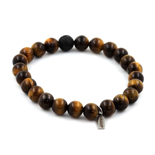 Tiger's Eye + Lava Bracelet 8 mm Beads.