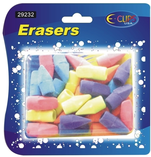 E-Clips Pencil Cap Erasers - 48 Count, 30 Piece