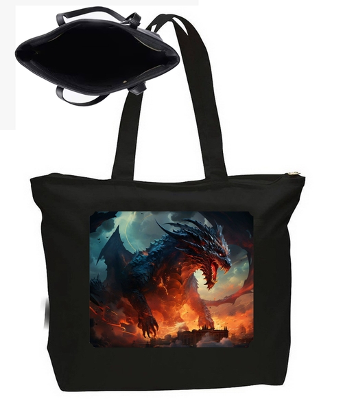 Godzilla  Large New Zipper Tote Bag