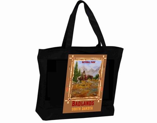 Tote Bag XL Travel Poster Native American Indians Badlanads