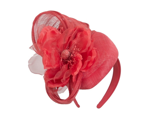 Astonishing red pillbox racing fascinator
