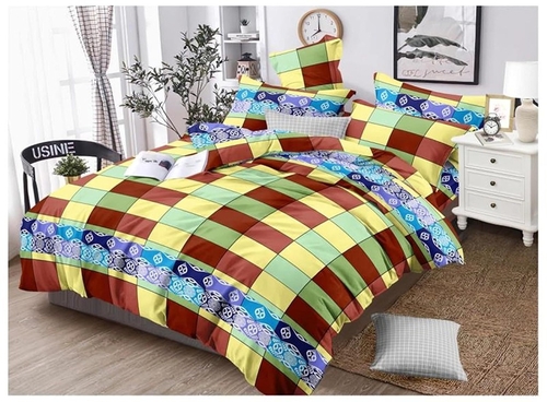 bedsheet for Double Bed, Double bedsheet Glace Cotton with 2 Pillow
