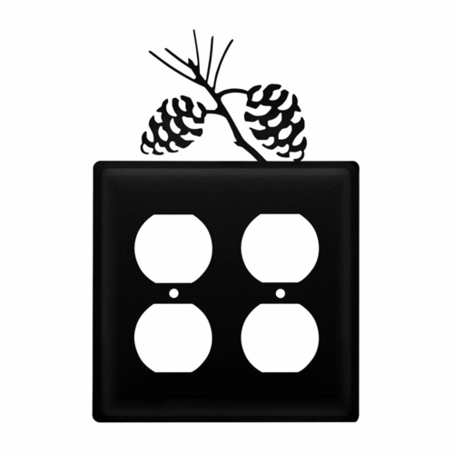 Wrought Iron Pine Cone Double Outlet Cover