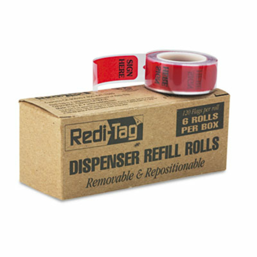 Redi-Tag 91012 Printed Message Arrow Flag Refills- Sign Here- 6 Rolls 