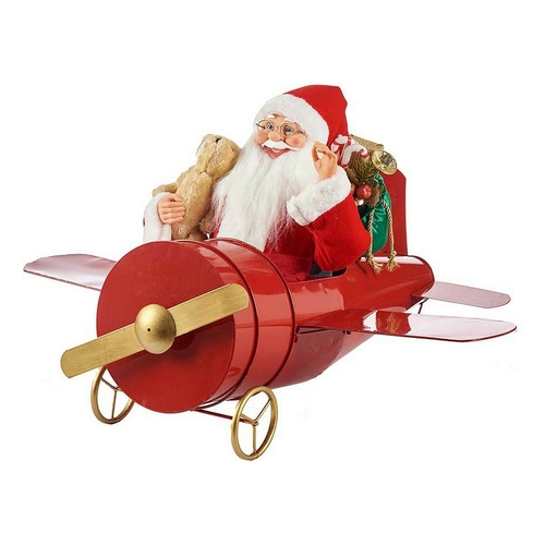 Decorative Figure Aeroplane Father Christmas Plastic (78 x 48 x 86 cm)