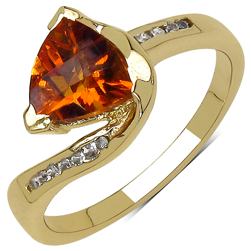 14K Yellow Gold Plated 1.07 Carat Genuine Citrine & White Topaz .925