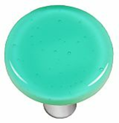 Hot Knobs HK1026-KRA Light Aqua Blue Round Glass Cabinet Knob - Alumin