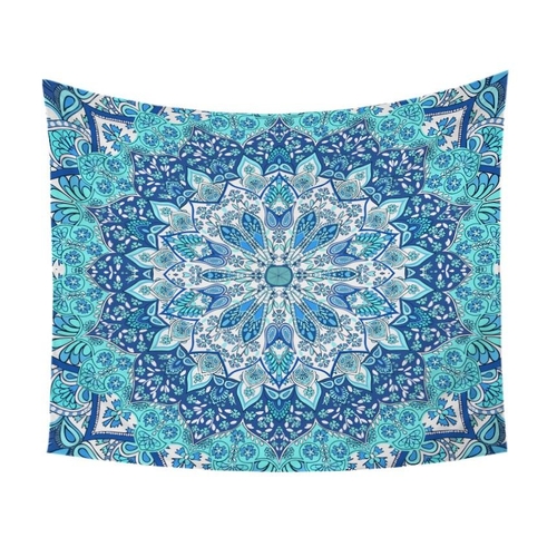 Blue and Purple Glowing Mandala Tapestry Wall