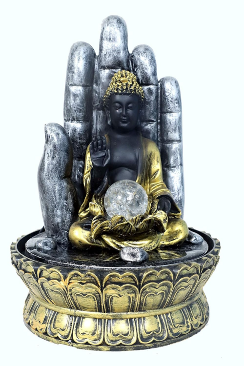 Buddha with Led Light and Crystal Ball Indoor Table Top Water Fountain