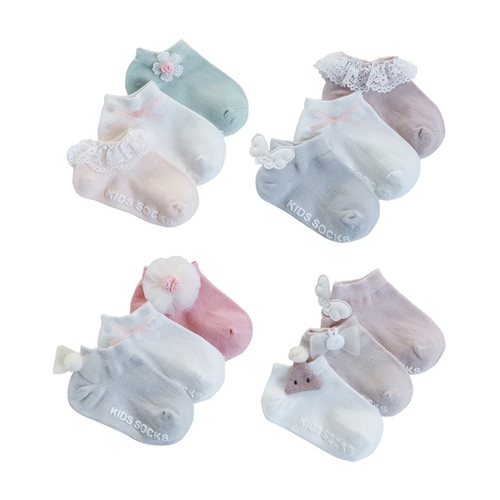 3 Pairs Infant Baby Socks Spring Summer Autumn