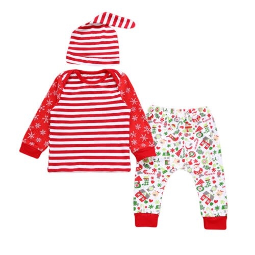 3Pcs Christmas Newborn Baby Girl Boys Long Sleeve