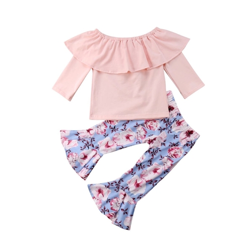 2018  Kids Baby Clothes Girls Off Shoulder Ruffled