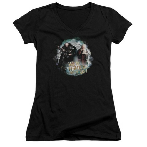 Trevco The Hobbit-We Are Fighers Junior V-Neck Tee- Black - Large