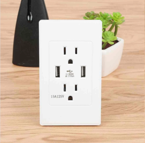 Smart House Dual USB Wall Socket US Plug -White