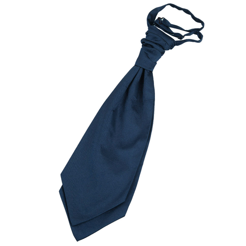 Plain Satin Pre-Tied Ruche Cravat - Navy Blue
