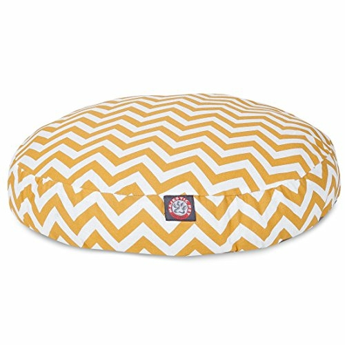 MajesticPet 788995510253 42 in. Zig Zag Round Pet Bed, Yellow - La