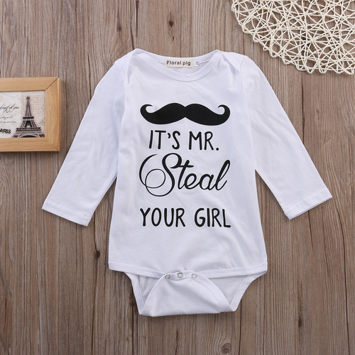 Newborn Baby Boys Girls Moustache Bodysuits Infant